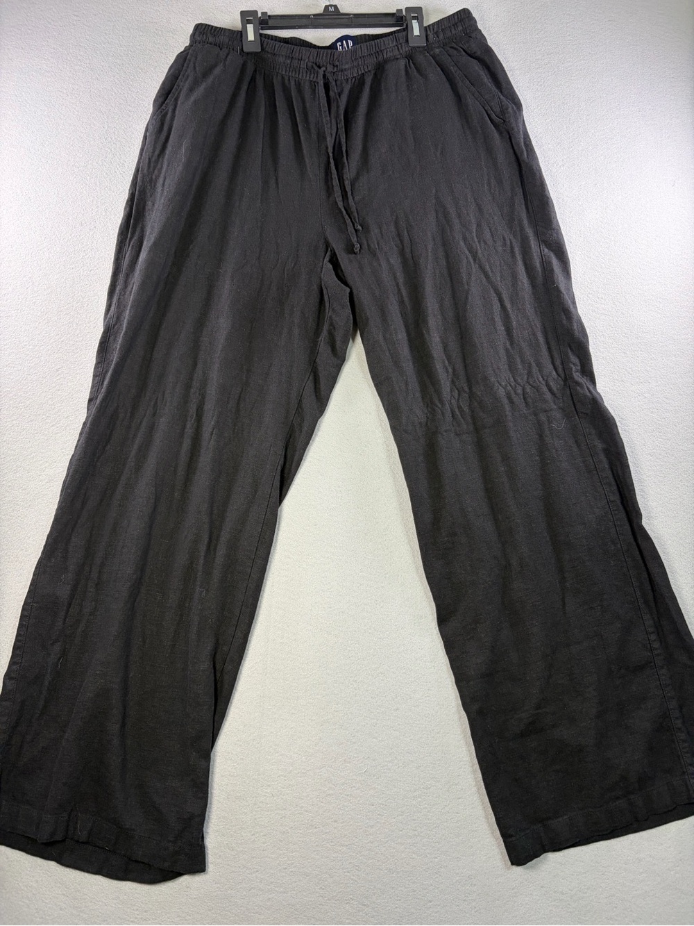 GAP Women's Black Wide-Leg Linen Drawstring Pants